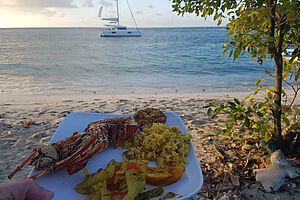 Lobster-Dinner in den Tobago Cays