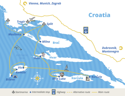 Sailing route in dalmatia (croatia)