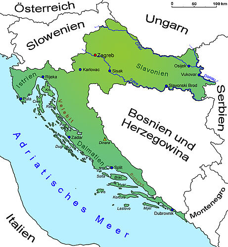 Geografische Lage Kroatiens