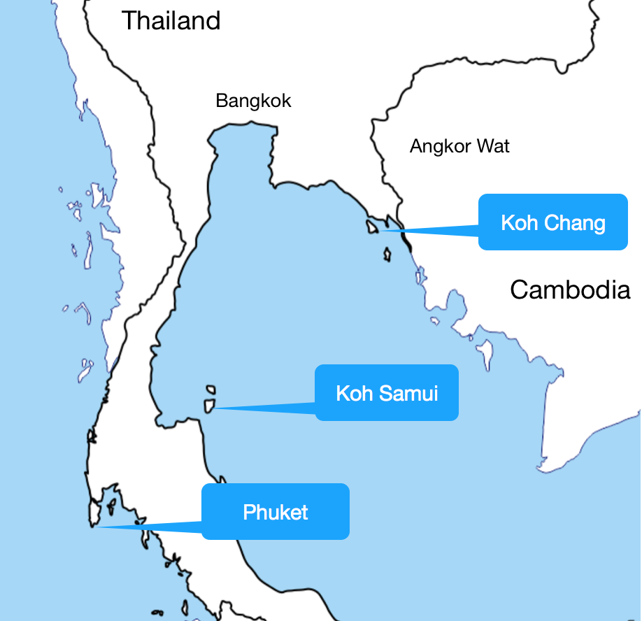 mögliche Startpunkte in Thailand 