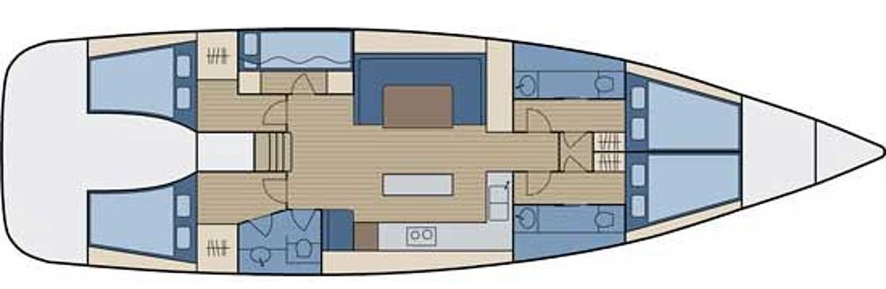 Interieur 5 Kabinen Monohull-Segelyacht